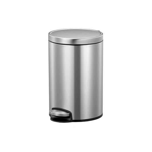 Stainless steel trash can on a white background
