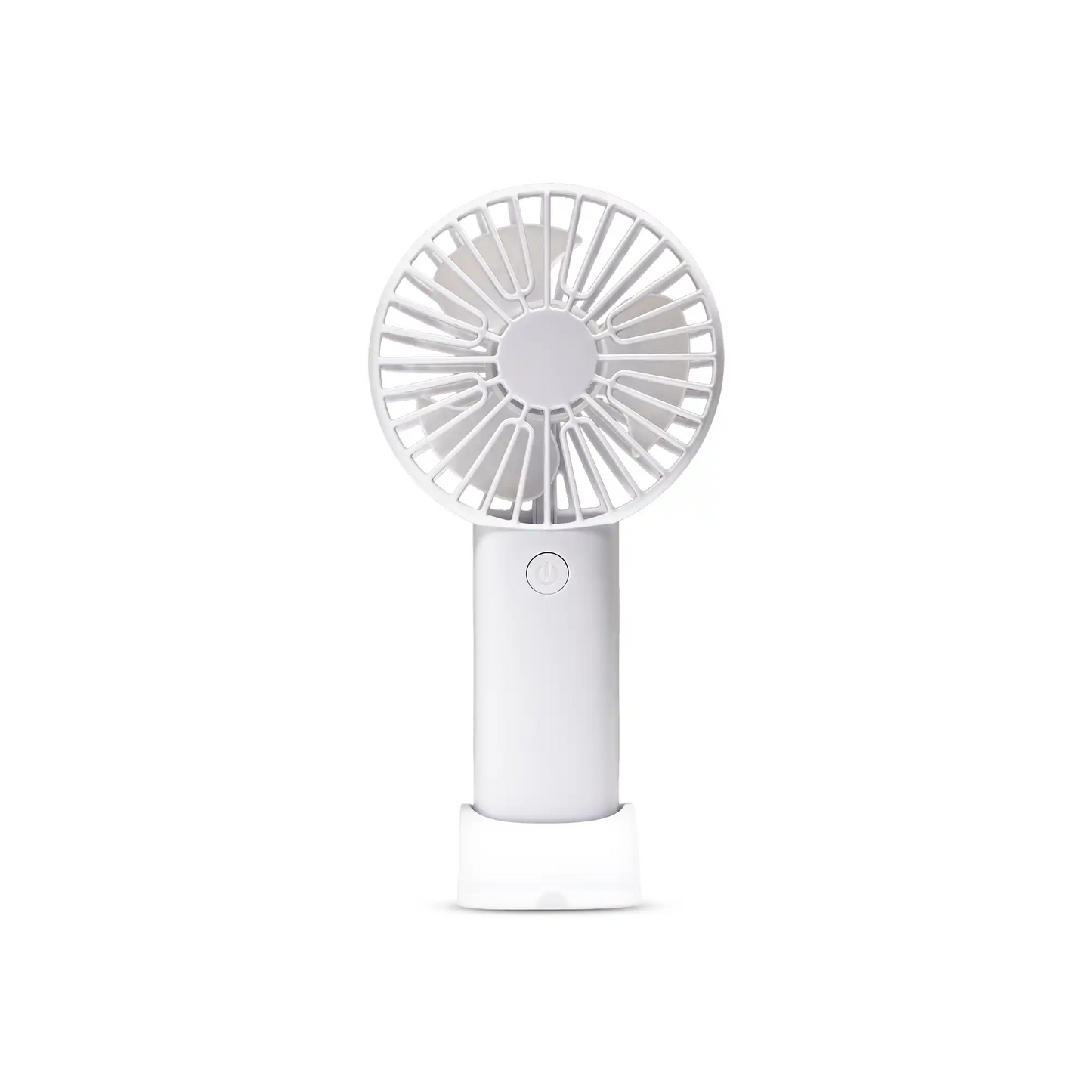 White handheld fan on a white background