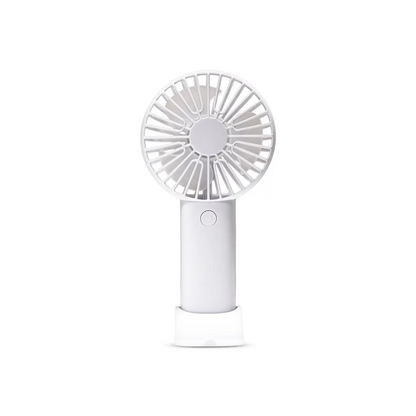 White handheld fan on a white background