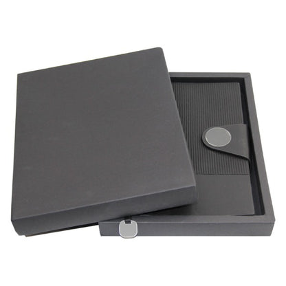 Gray jewelry box with a silver clasp on a white background