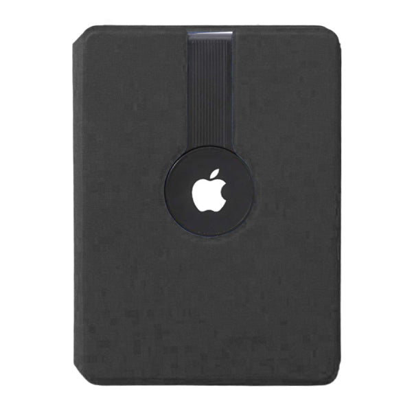 Black Apple product case with Apple logo on a white background