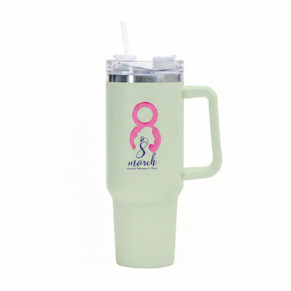 International Women’s Day 40oz Insulated Stainless Steel Mug – Large Tumbler with Straw